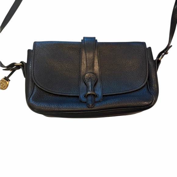 Dooney & Bourke Handbags - Vintage Dooney and Bourke Classic Black Leather Crossbody Bag Equestrian